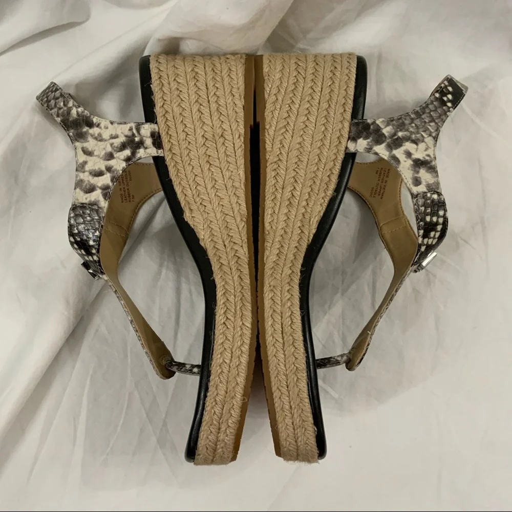 MICHAEL Michael Kors Black and Snake-Print Wedge Sandals